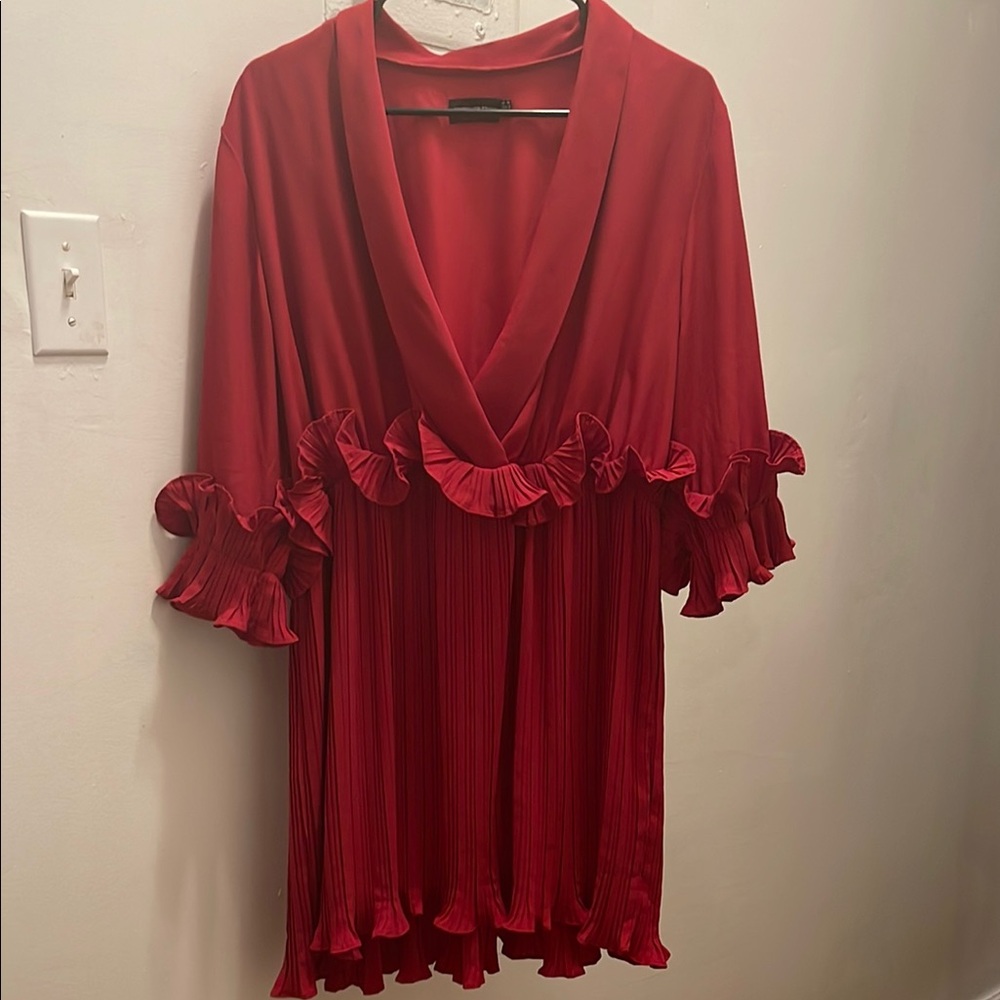 Elegant Red Ruffled Dress